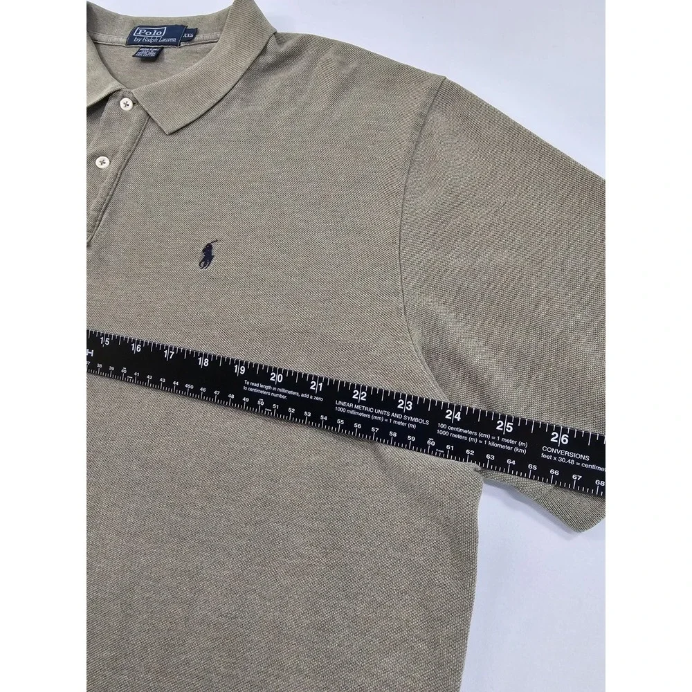 Vintage Y2K Polo Ralph Lauren Blue Pony Men's XXLarge Green Brown Ribbed Shirt‎